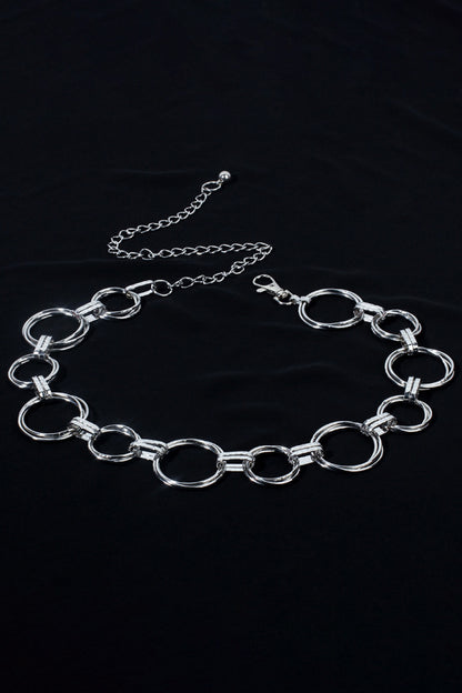 Alloy Chain Circle Shape Belt Silver One Size Easy Apparels