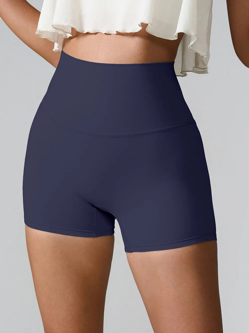 High Waist Active Shorts Navy Easy Apparels