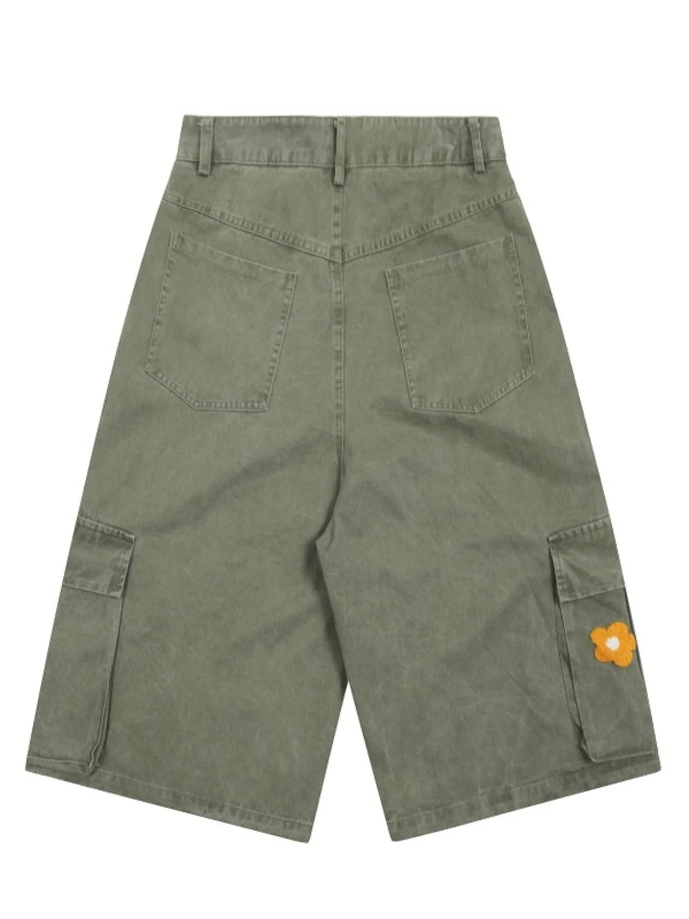 Men's Flower Embroidered Denim Cargo Shorts Easy Apparels