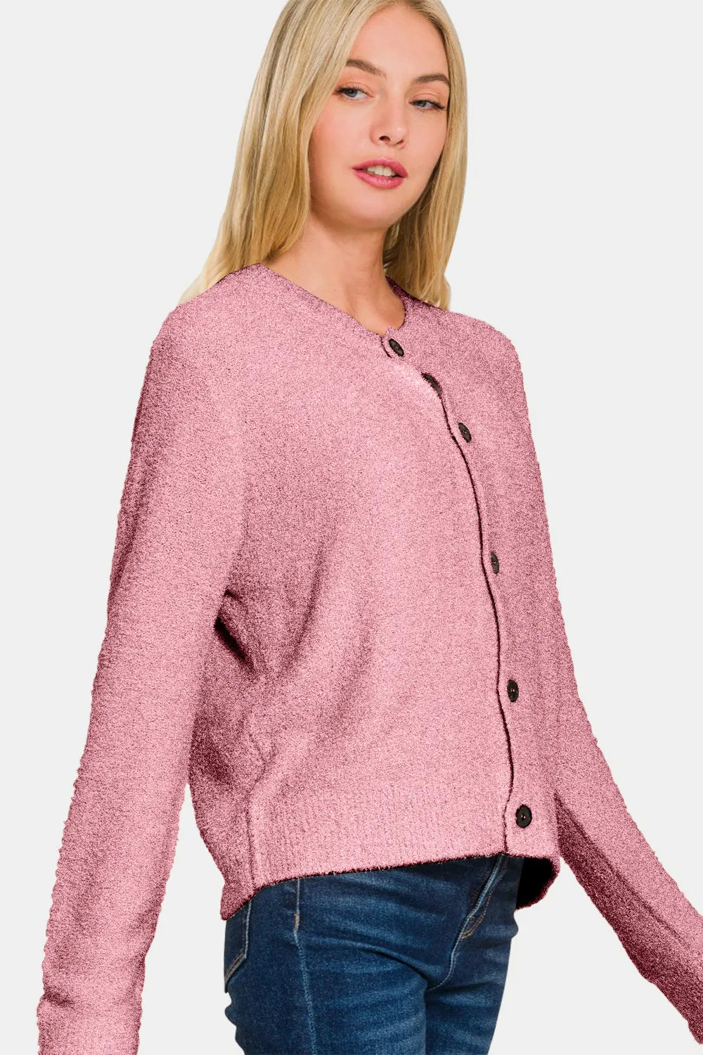 Zenana Button Down Long Sleeve Sweater Cardigan Easy Apparels