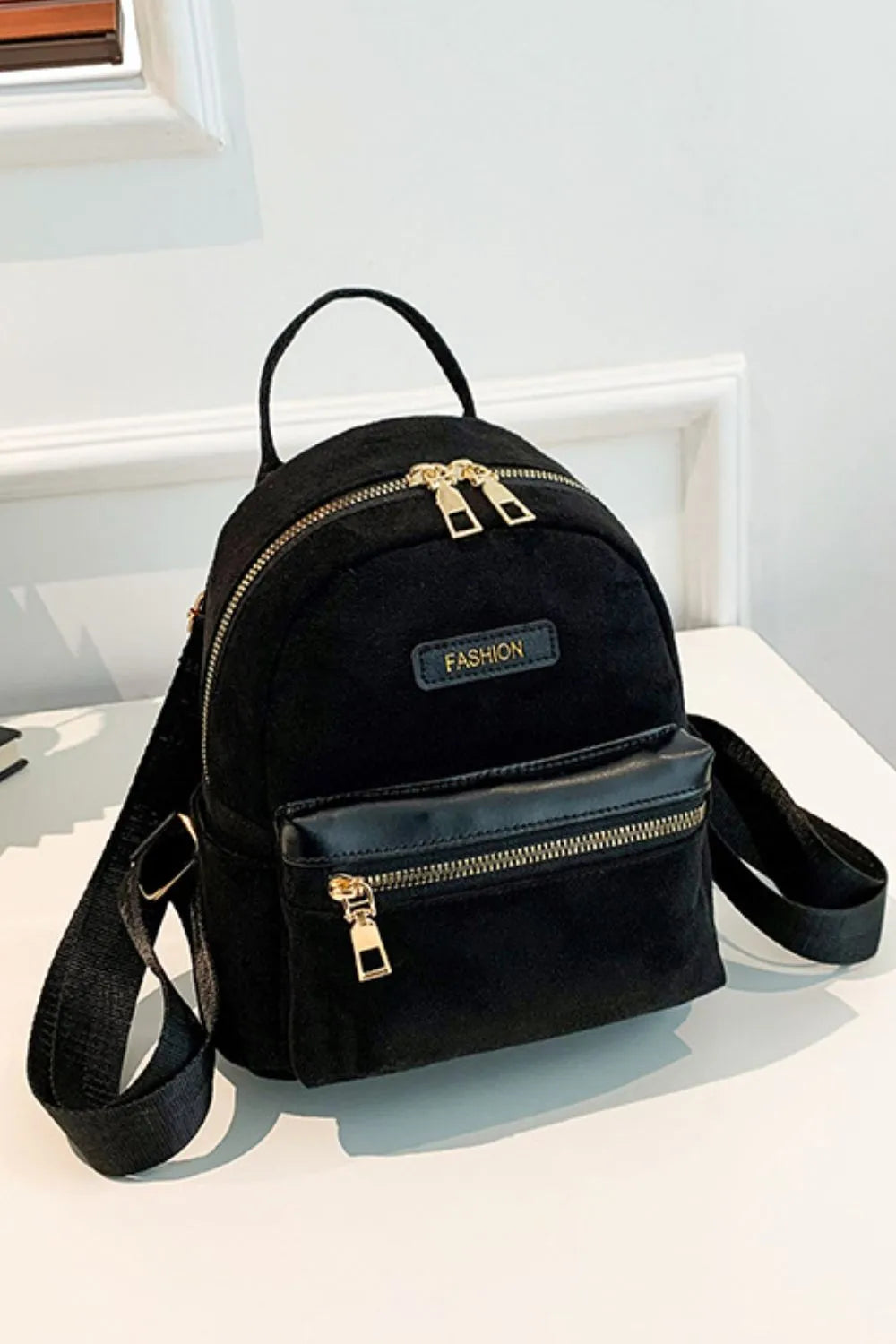 Suede Adjustable Strap Backpack Bag Easy Apparels