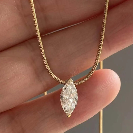 1 Carat Moissanite 925 Sterling Silver Necklace Gold One Size Easy Apparels