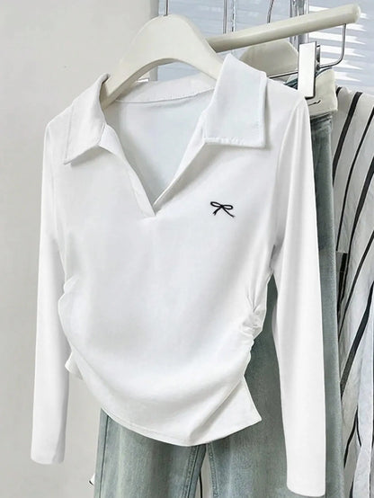 Trendsi Johnny Collar Long Sleeve T-Shirt