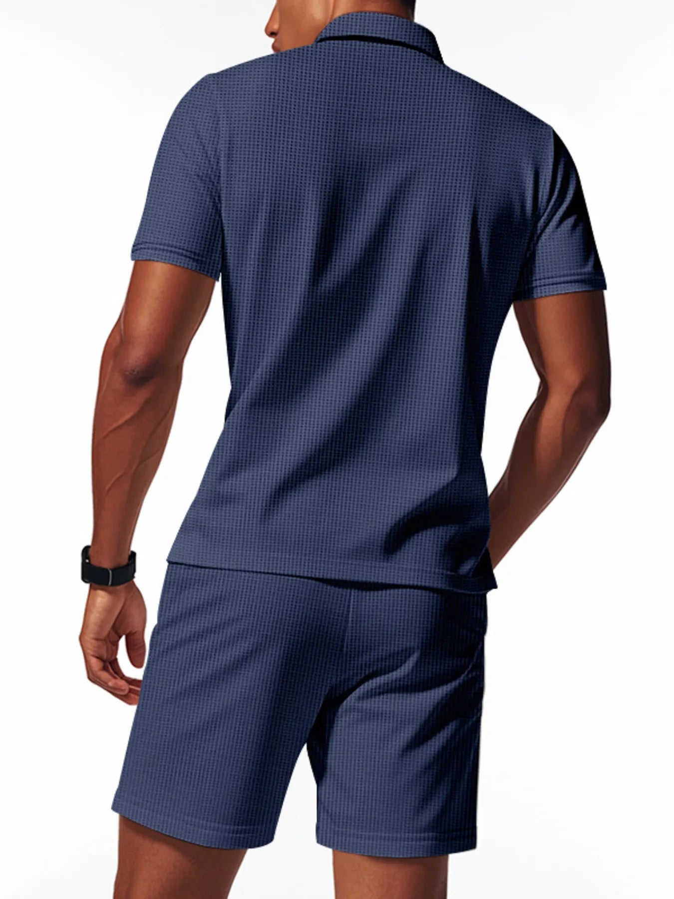 Men's Plus Size Quarter Zip Short Sleeve Top and Shorts Set Easy Apparels