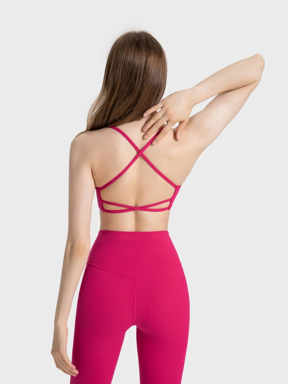 Millennia Crisscross Back Scoop Neck Active Cami with Detachable Chest Pads Easy Apparels