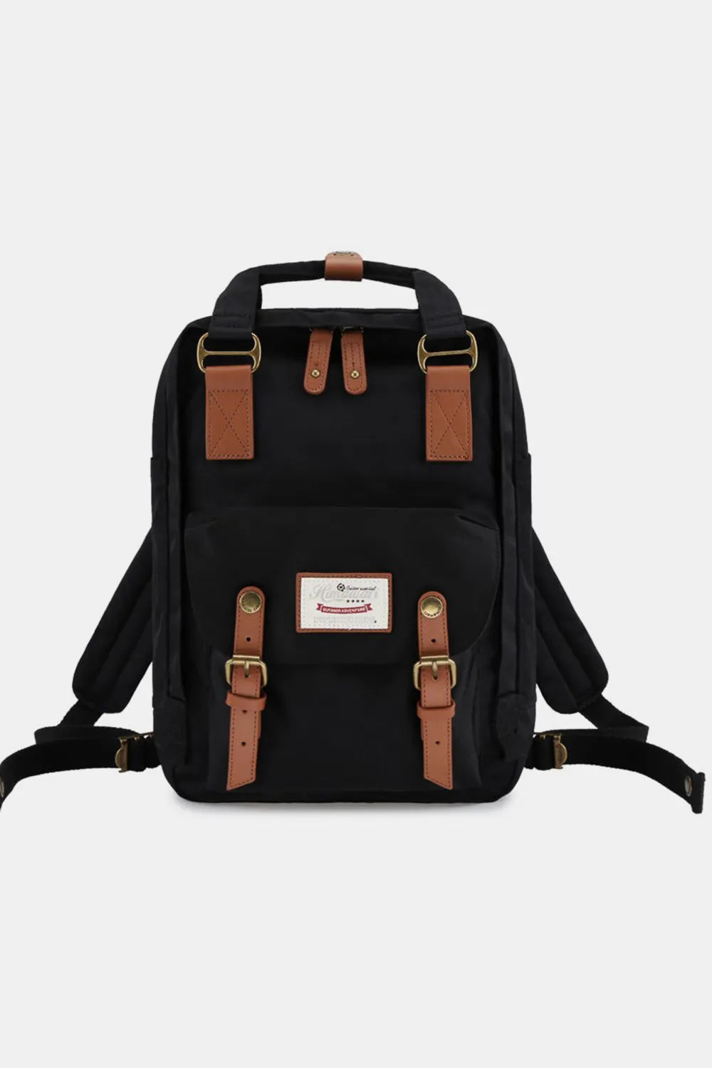 Himawari Contrast Waterproof Nylon Backpack Bag Black Brown One Size Easy Apparels