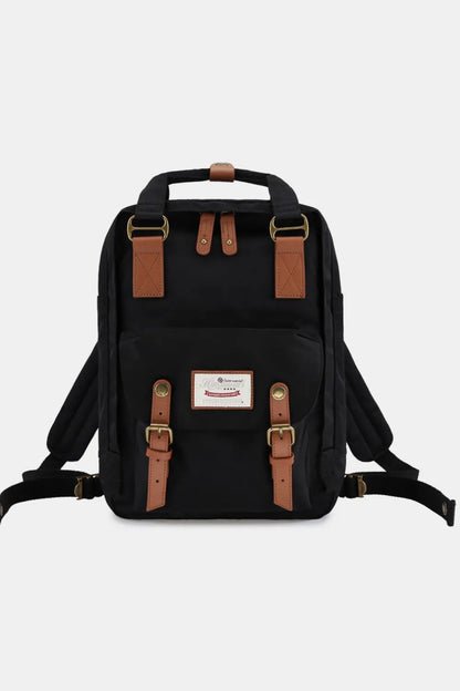Himawari Contrast Waterproof Nylon Backpack Bag Black Brown One Size Easy Apparels