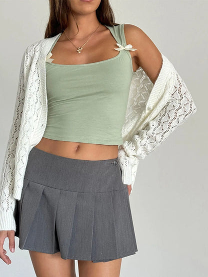 Trendsi Bow Detail Square Neck Cropped Tank Sage
