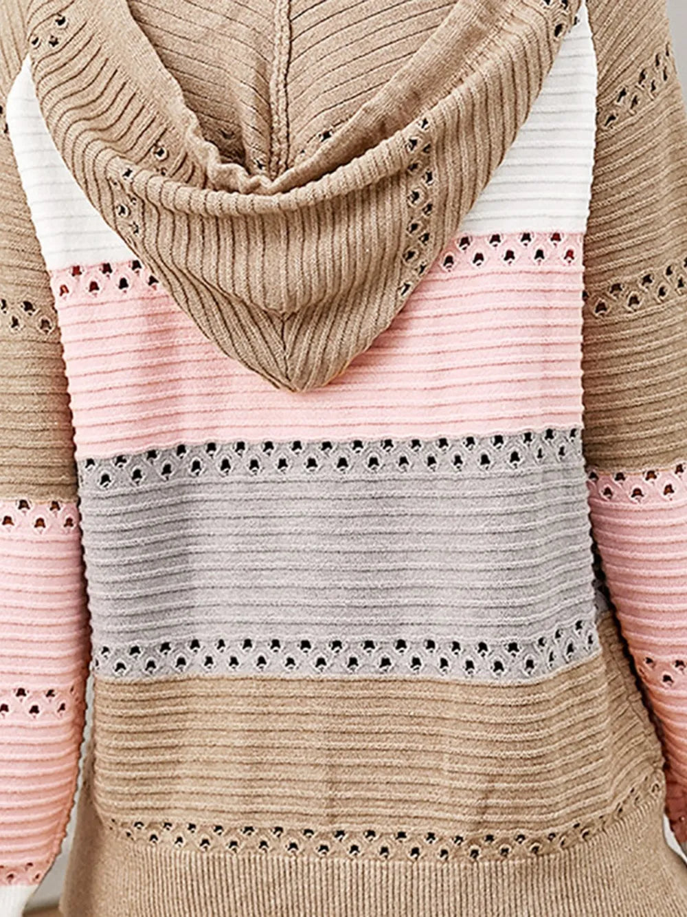 Color Block Drawstring Hooded Sweater Easy Apparels