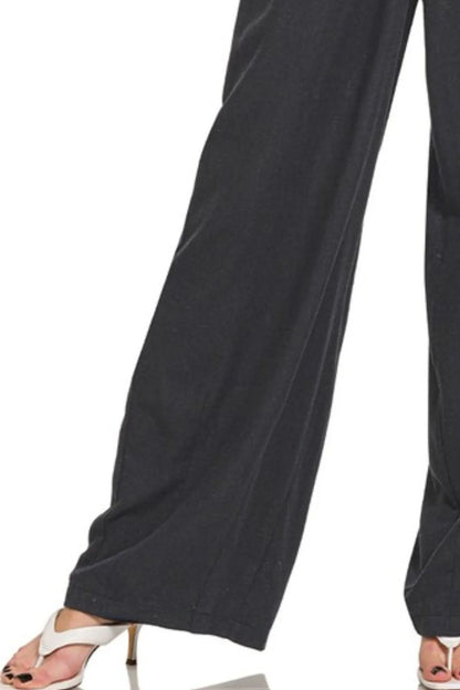 Zenana Linen Drawstring Pants Easy Apparels