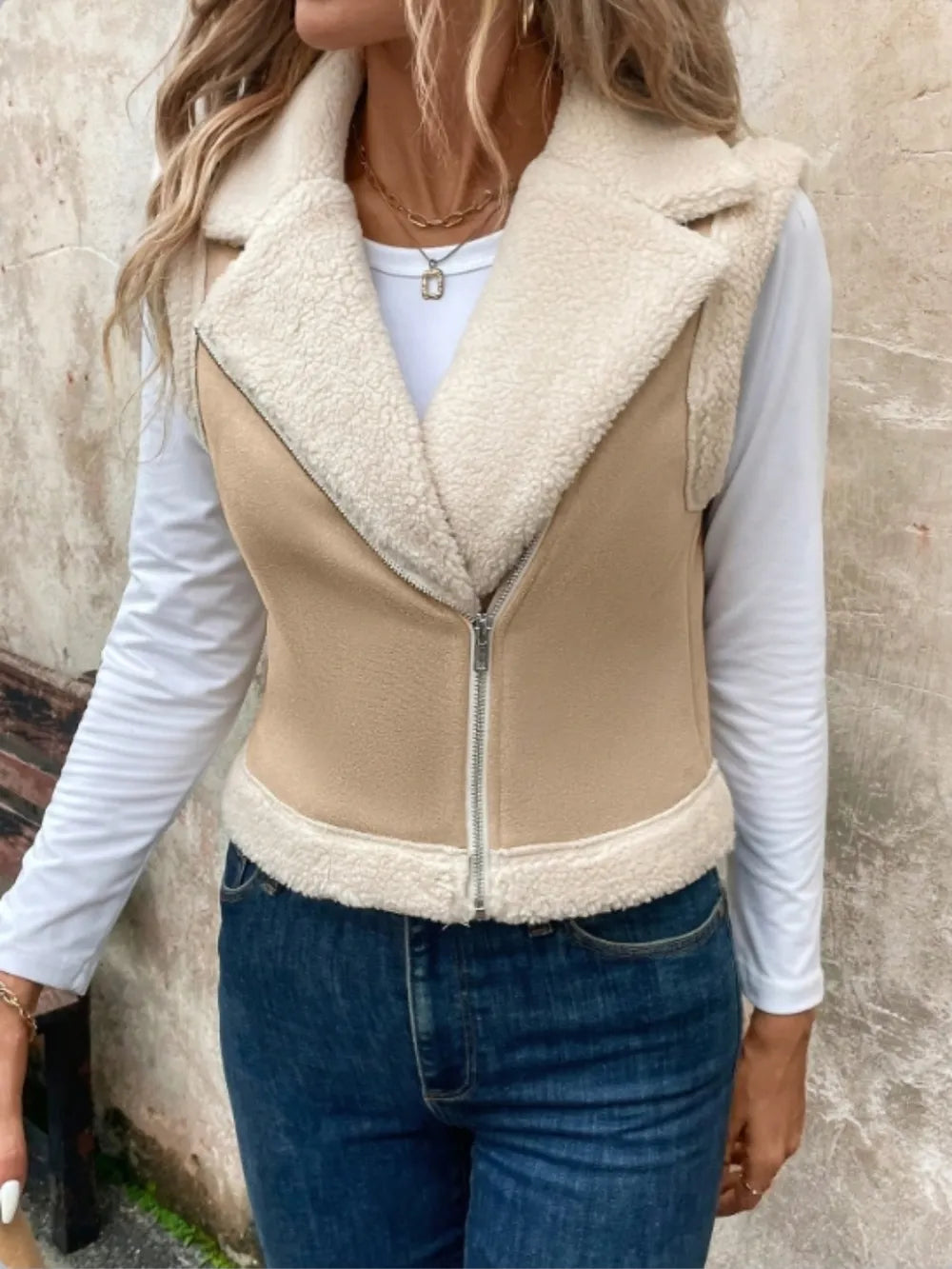 Zip Up Sherpa Vest Coat Easy Apparels
