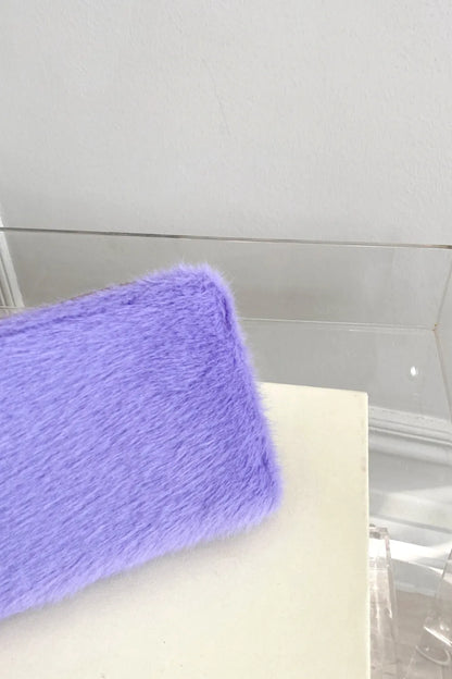 Solid Color Fluff Rectangle Wallet Easy Apparels