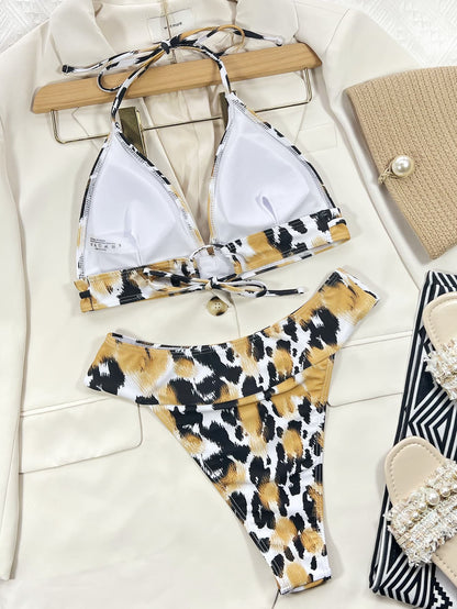 Animal Print Halter Neck Bikini Set Easy Apparels