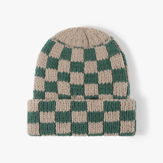 Thermal Checkered Hat Dark Green One Size Easy Apparels