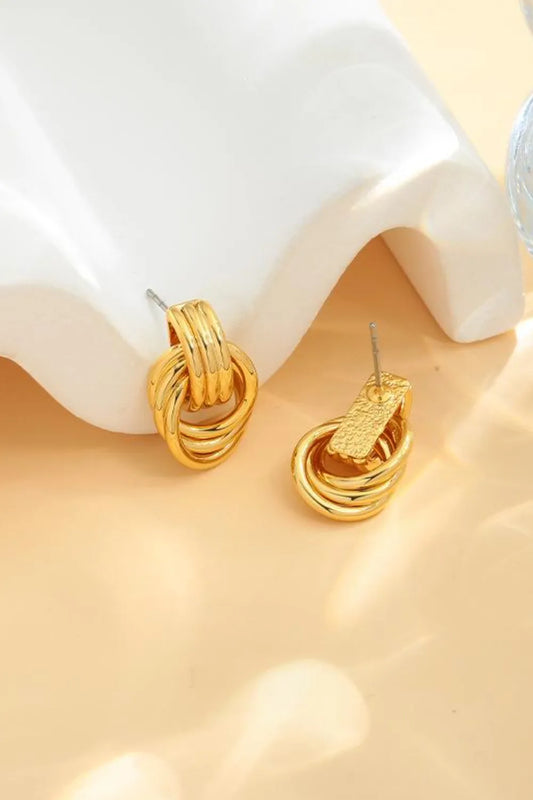 Gold-Plated Knotted Stud Earrings Gold One Size Easy Apparels