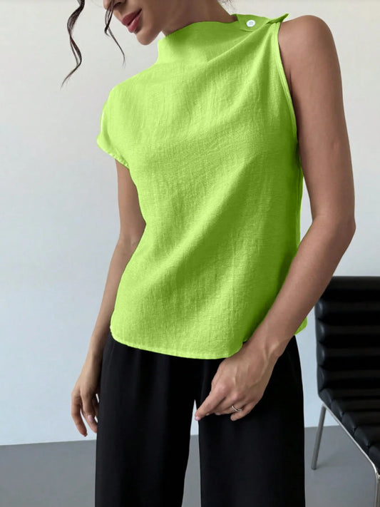 Trendsi Mock Neck Solid Color Tank Light Green