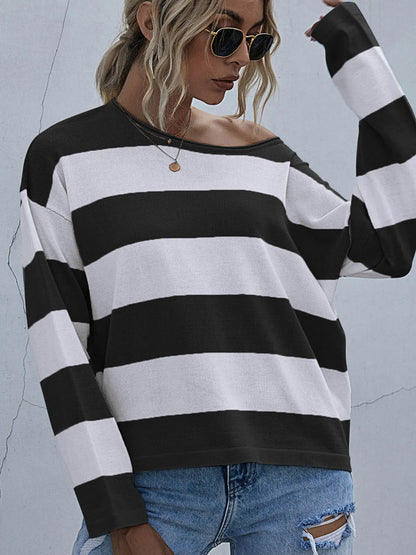Trendsi Striped Casual Long Sleeve Knit Top