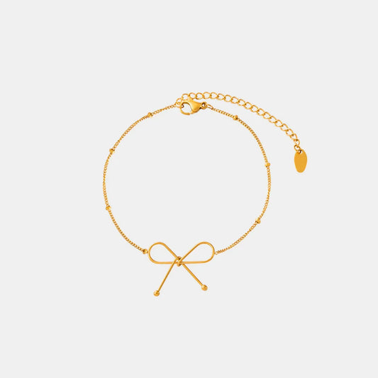 Titanium Steel Bow Bracelet Gold One Size Easy Apparels