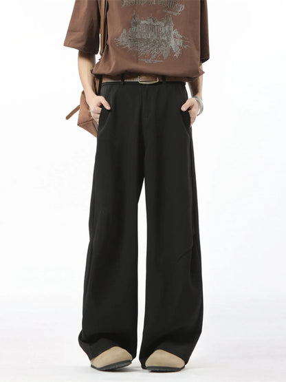 Men's Full Size Wide Leg Pants Plus Size Black Easy Apparels