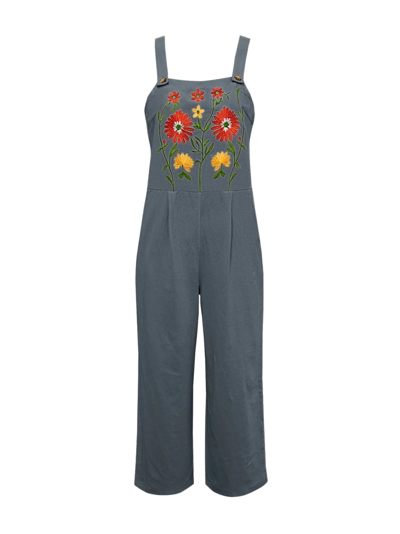 Floral Embroidered Wide Leg Jumpsuit Easy Apparels
