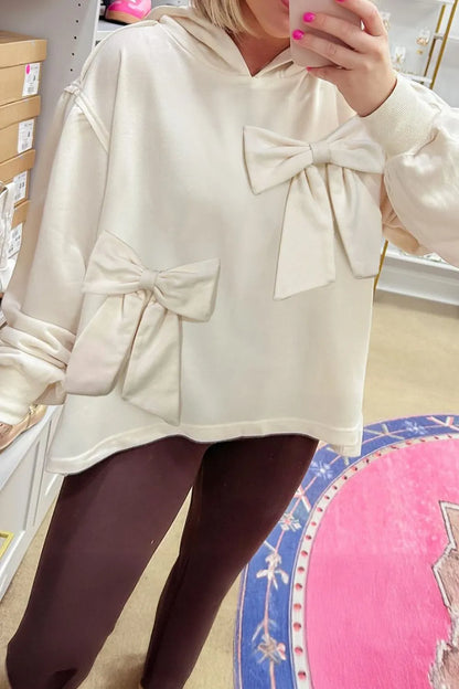Trendsi Bow Detail Dropped Shoulder Oversized Hoodie