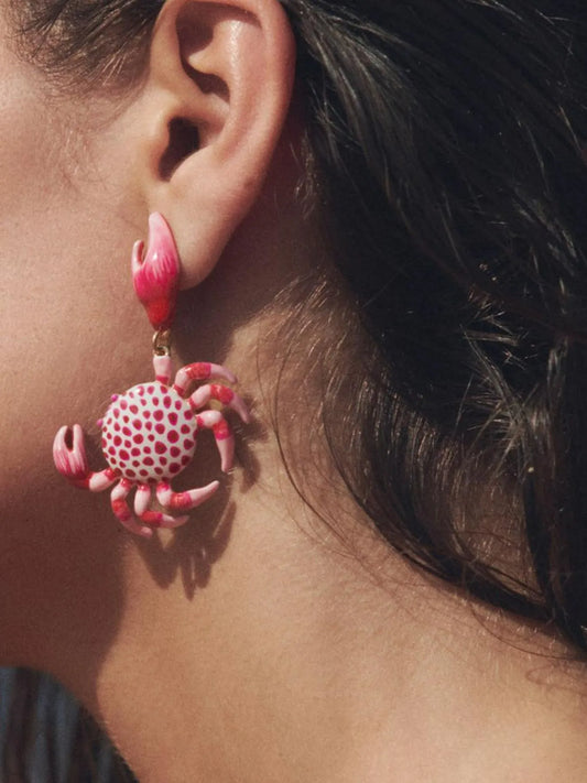 Alloy Crab-Shaped Earrings Strawberry One Size Easy Apparels