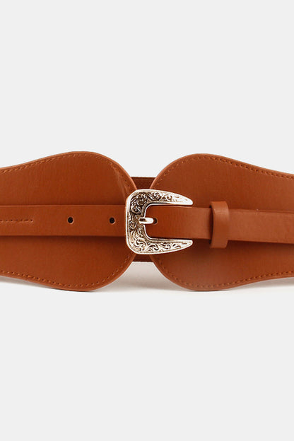 Wide Elastic Belt with Alloy Buckle Easy Apparels