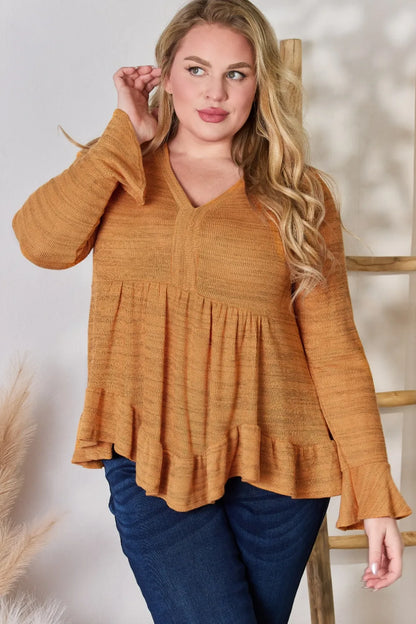 Trendsi Hailey & Co Full Size V-Neck Flounce Sleeve Blouse
