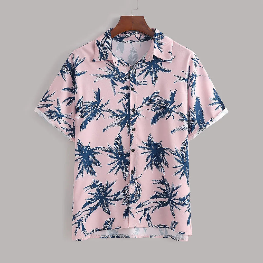 Men's Full Size Tropical Print Hawaiian Style Top and Shorts Set Plus Size Easy Apparels