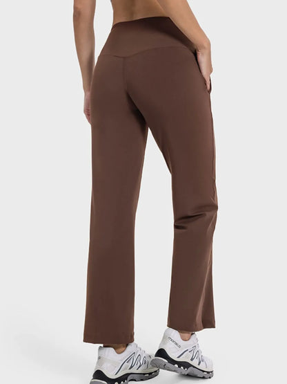 Millennia Pocketed High Waist Active Pants Easy Apparels