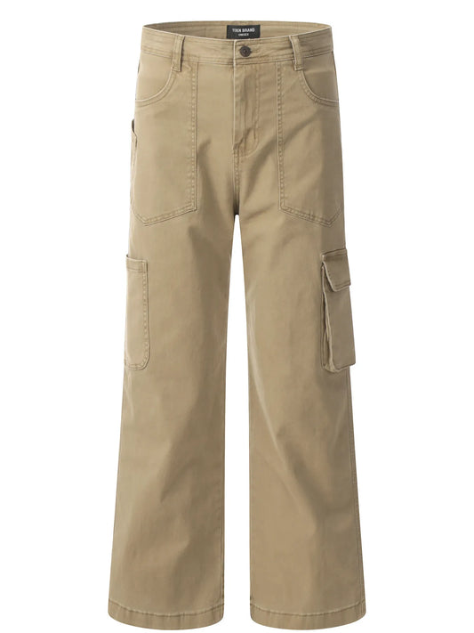 Men's Wide Leg Cargo Pants Khaki Easy Apparels