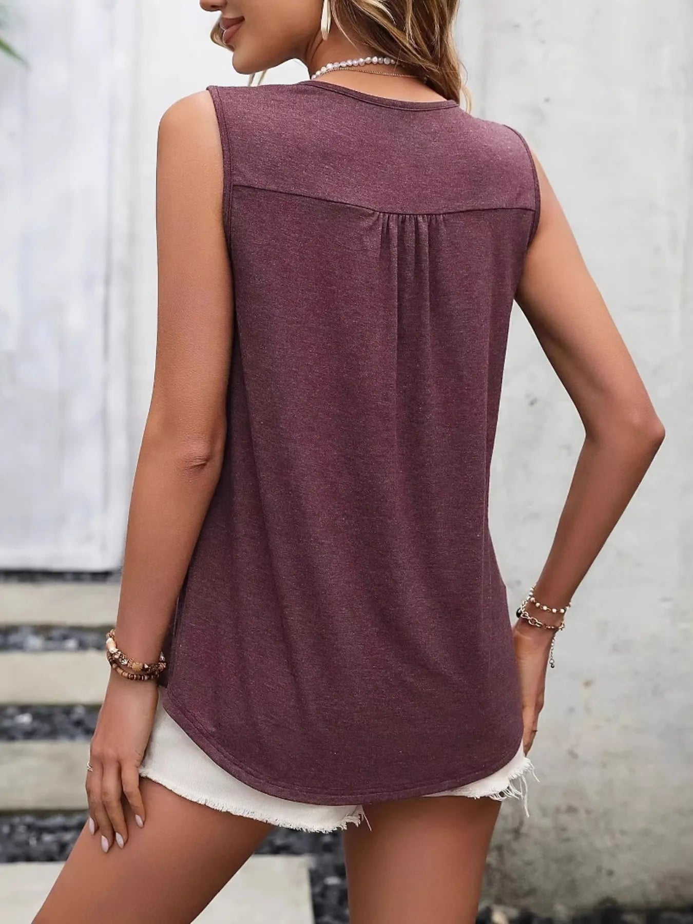 Trendsi Lace Panel Scoop Neck Tank