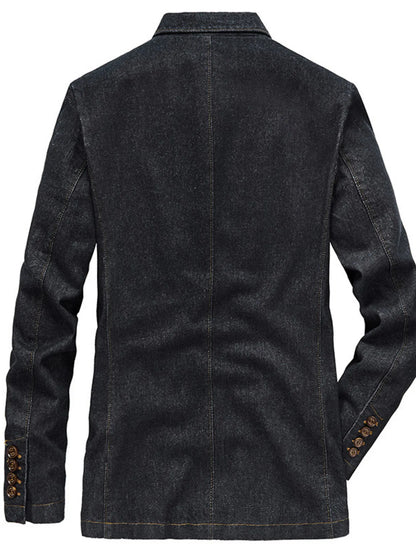 Men's Plus Size Lapel Collar Long Sleeve Denim Blazer Easy Apparels