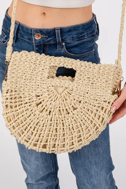 Fame Braided Semi Circle Tote Bag Easy Apparels