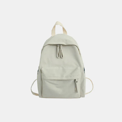 Zip Cotton Backpack Bag Ivory One Size Easy Apparels