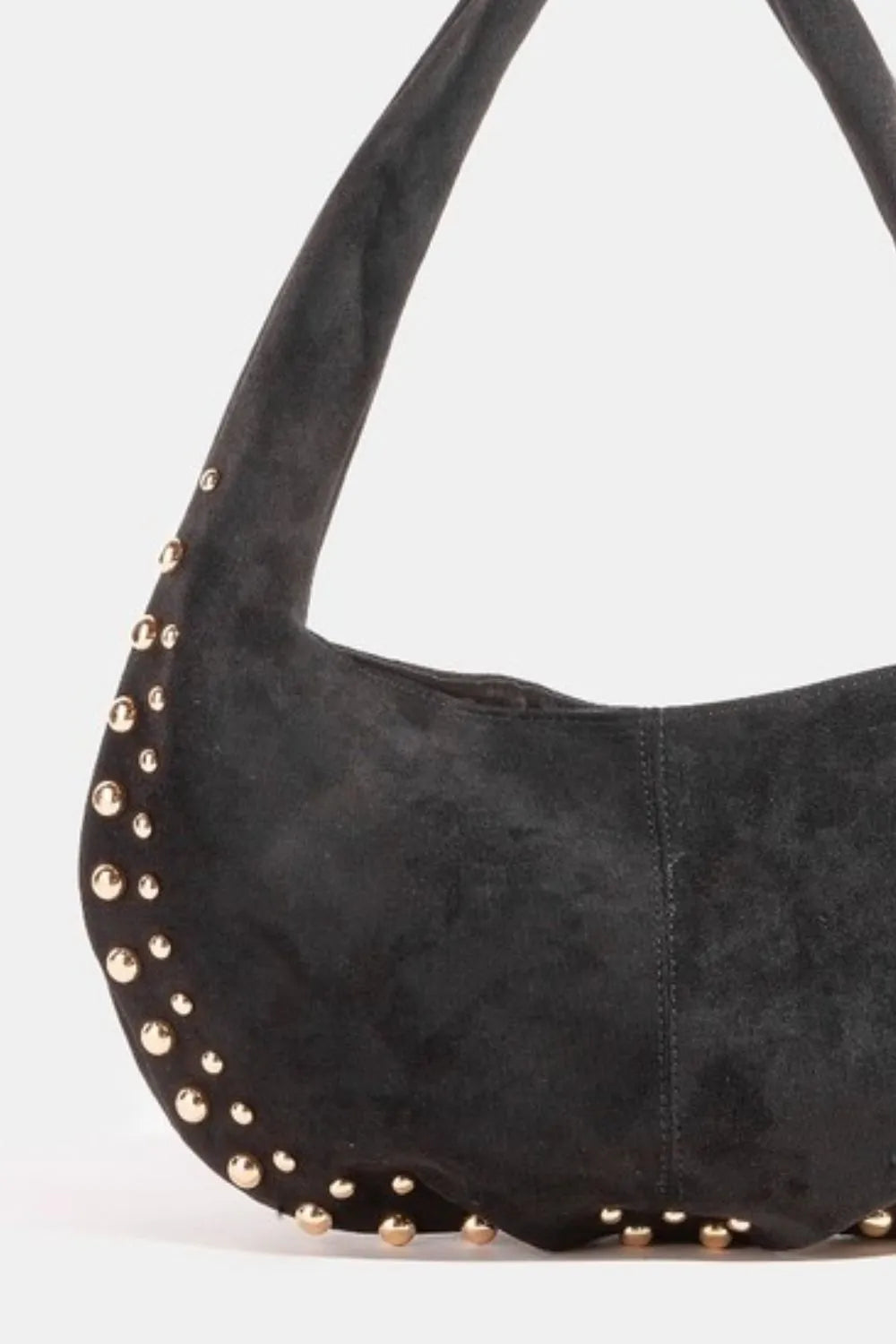 Fame Metallic Studded Faux Suede Hand Bag Easy Apparels
