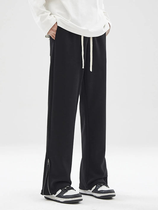 Men's Plus Size Wide Leg Drawstring Pants with Side Zipper Easy Apparels