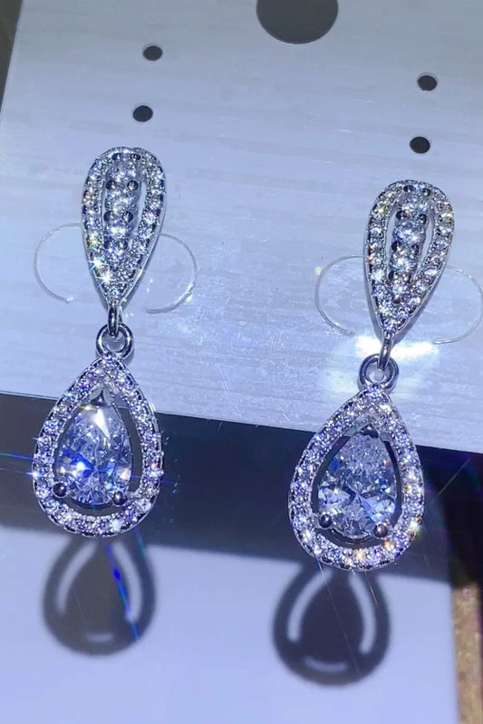 2 Carat Moissanite 925 Sterling Silver Teardrop Earrings Silver One Size Easy Apparels