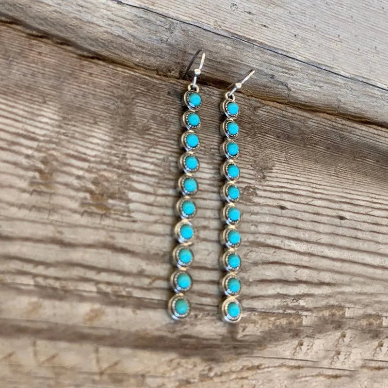 Artificial Turquoise Alloy Bar Earrings Easy Apparels