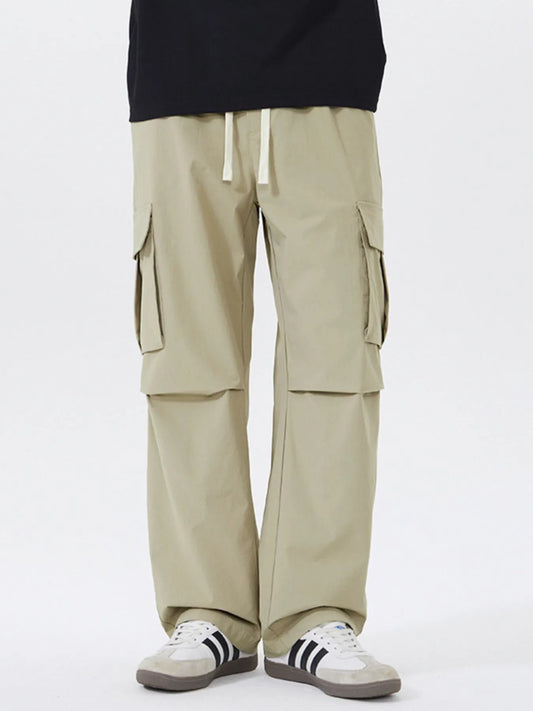 Men's Full Size Multi-Pocket Tactical Cargo Pants with Drawstring Waist Plus Size Easy Apparels