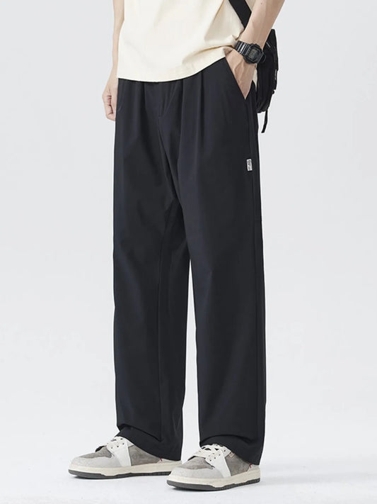 Men's Full Size Wide Leg Pants Plus Size Black Easy Apparels