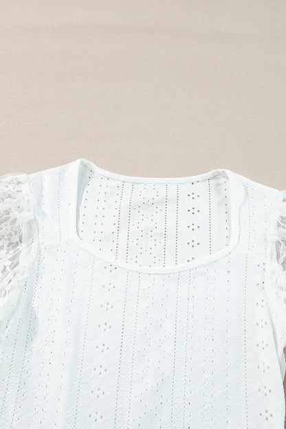Trendsi Eyelet Lace Long Sleeve Bodysuit
