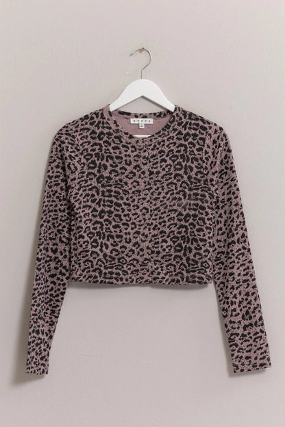 HYFVE Animal Print Snap Down Crop Cardigan Dusty Lavender Easy Apparels