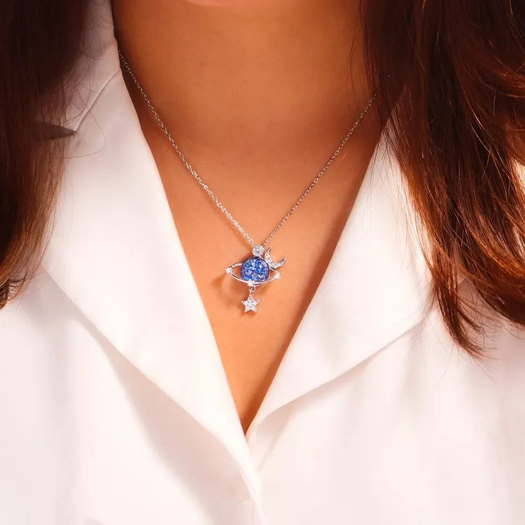 Starry Sky Inlaid Zircon Moon Star Necklace Easy Apparels