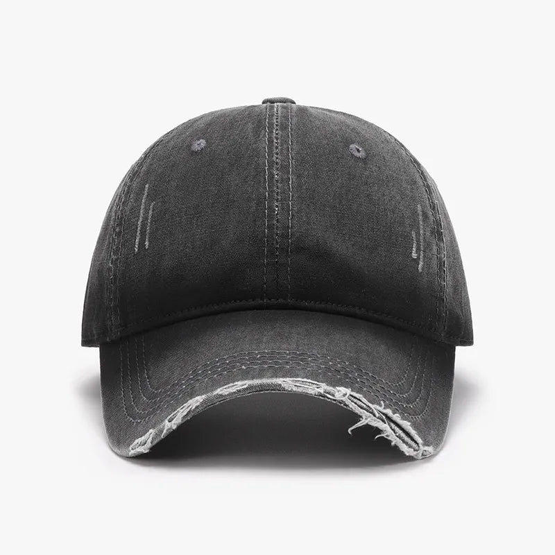 Distressed Washed Adjustable Baseball Cap Black One Size Easy Apparels