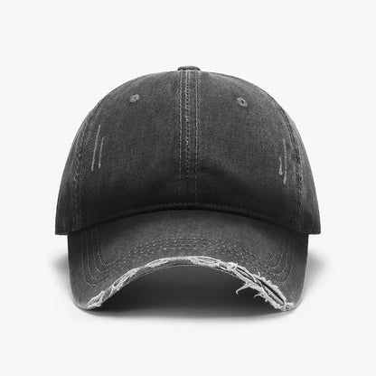Distressed Washed Adjustable Baseball Cap Black One Size Easy Apparels