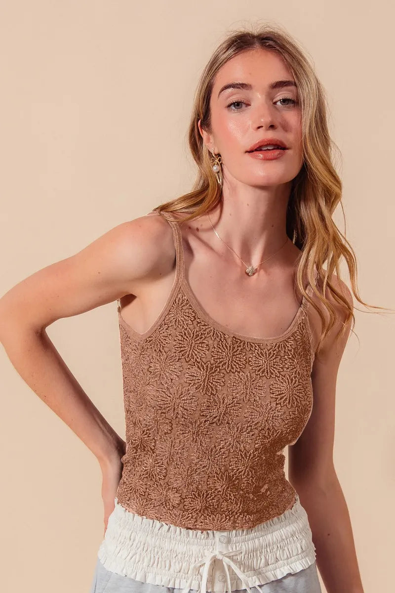 Trendsi SO ME Two Tone Floral Seamless Tank Top