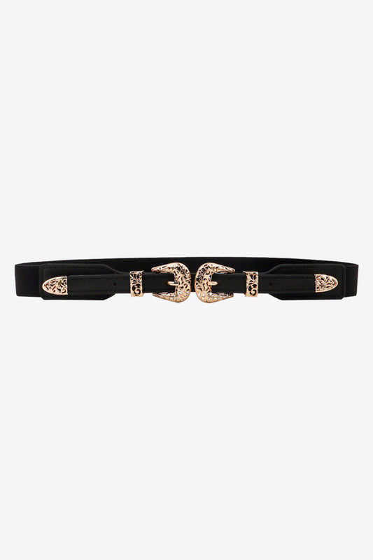 Double Buckle Elastic Belt Black One Size Easy Apparels