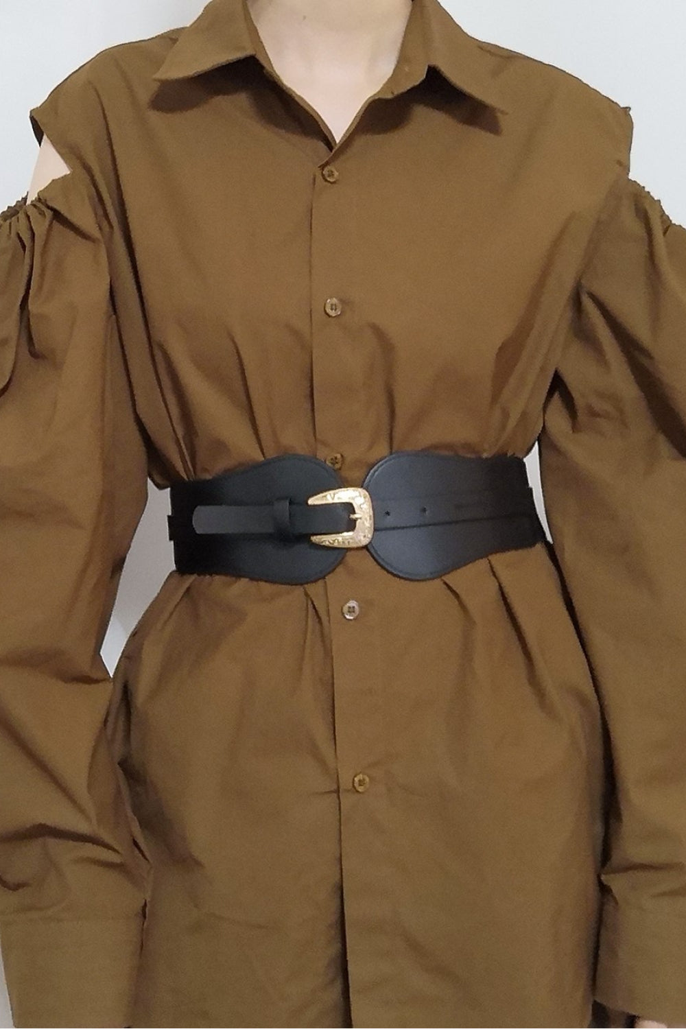 Wide Elastic Belt with Alloy Buckle Easy Apparels