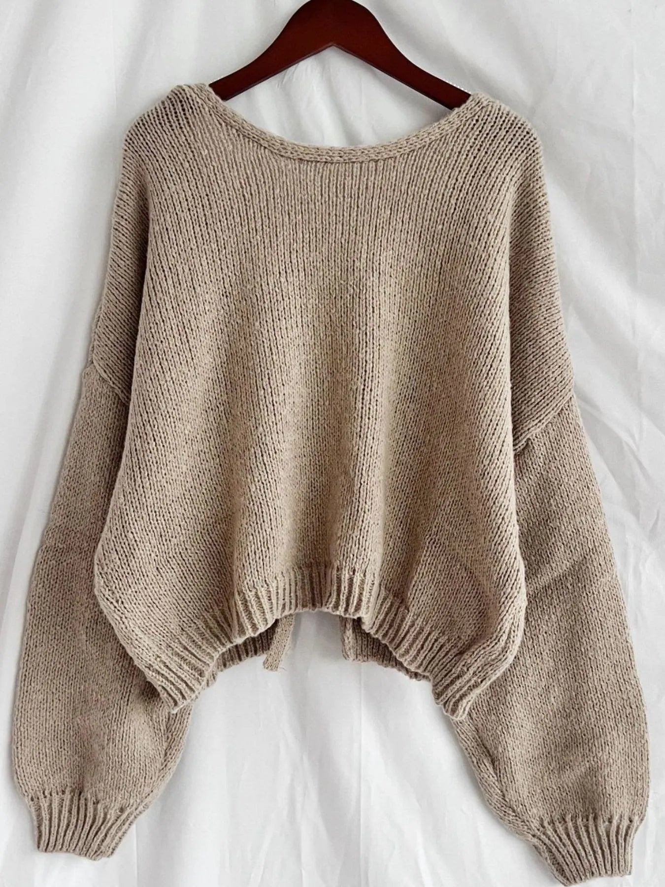 Tied Drop Shoulder Cardigan Easy Apparels